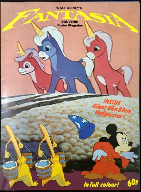 Fantasia Original Souvenir Poster Magazine MINT Cond. Walt Disney 1970s/1980s