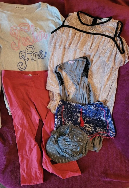 Girls Clothing Bundle x6 Items Age 10-11-12 Years - Tops-Shorts-Jumper-Legging
