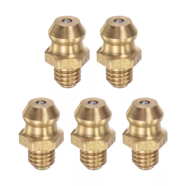5Pcs Brass Straight Hydraulic Grease Fitting Accessories M5 x 0.8mm Thread