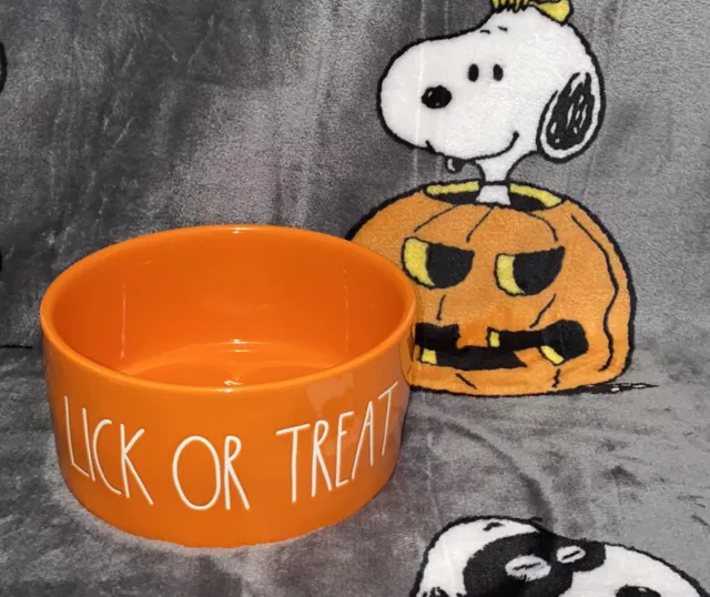 New Rae Dunn Halloween LL Lick Or Treat Orange Pet Dog Cat Bowl Food Dish