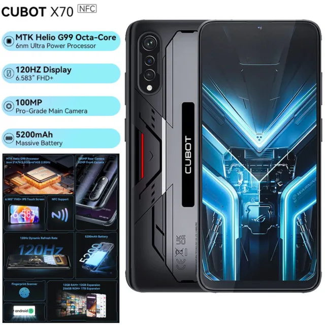 Cubot X70 120Hz 6.58 Helio G99, 12GB+256G,100MP,Android 13 NFC 4G  Smartphone