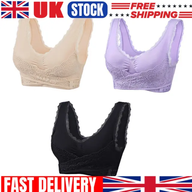 COMFY CORSET BRA Front Cross Side Buckle UK Lace Bras Slim and