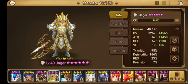 compte summoners war europe Jager ( 5 nat light ) + 6 5nat élémentaire