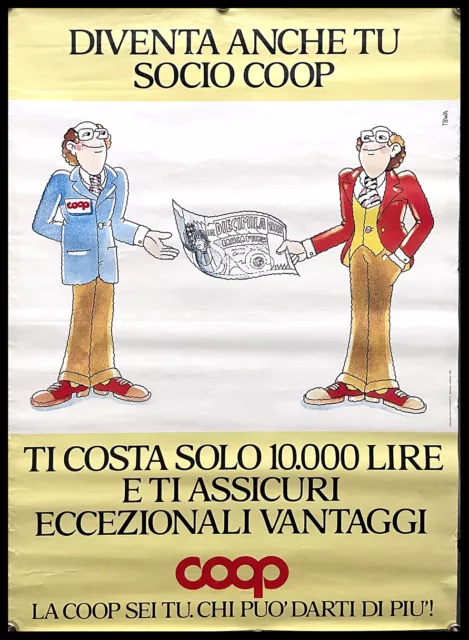 1980ca * Manifestino, Poster Originale "Diventa anche tu socio COOP - La Coop Se