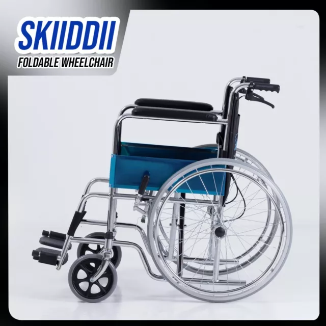 Skiiddii Brand New Portable Folding Wheel Chair Wheelchair Lightweight Mobility