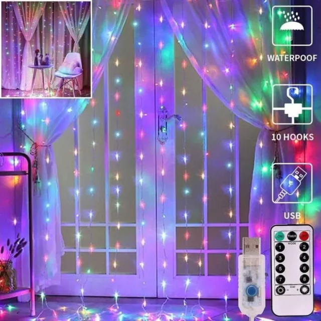 Guirlande Lumineuse Rideau 300 LED 8 Mode d éclairage 3 x 3 m Multicolore