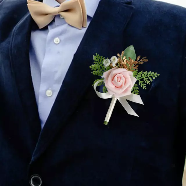 Wedding Boutonniere Fashion Groom Bride Buttonhole Flowers with Pin and Clip