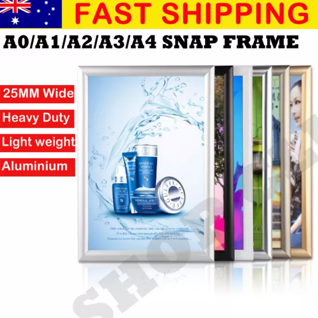 A0 A1 A2 A3 A4 PREMIUM Aluminum Snap poster frame Sign holder wall Silver