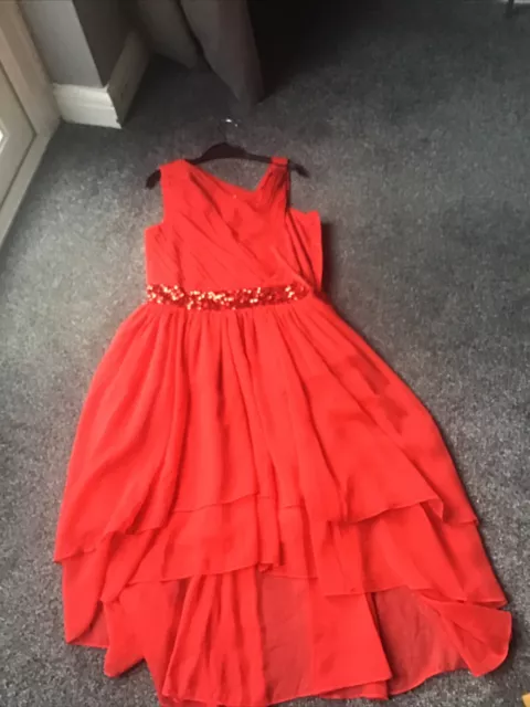 Stunning Monsoon Girls Red Occasion Dress Age 13 Wedding Party Next Summer Prom