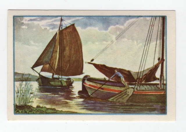 Dutch Coffee Roasters, Heuff.  River Scenes - Schokker and Sandbok boats