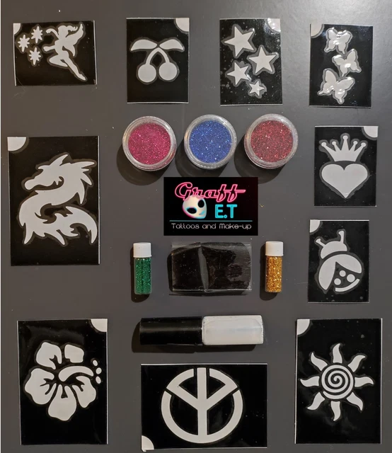 Kit Tatouage Enfant 48 Couleurs Pailletées - 195 Modèles, Stickers Strass Pour Fêtes Et Anniversaires