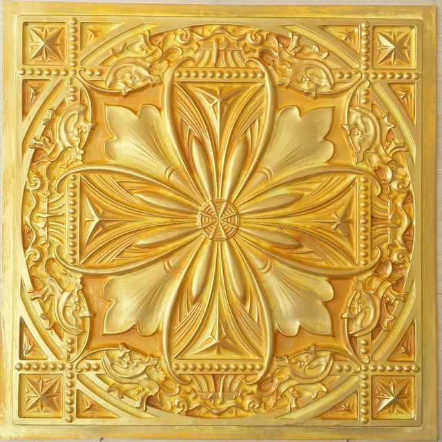 3d embossed wall panel  faux tin golden decor wall panels PL10 10pcs/lot