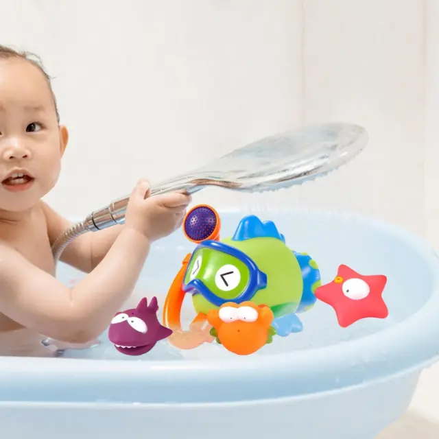 4-teiliges Bade- und Duschspielzeug für Kleinkinder, Fischbrunnen,