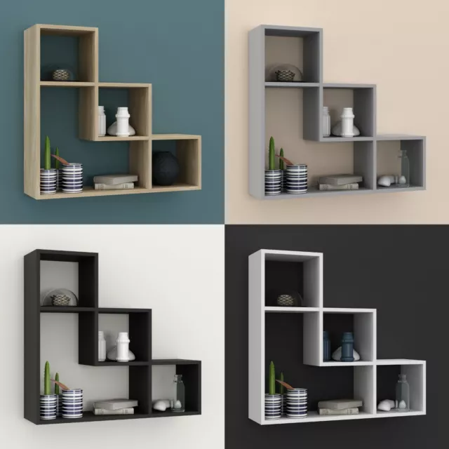 Lyon 3 Step Wooden Floating Wall Mounting Shelf Display Unit Book Storage Deco