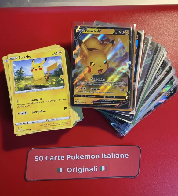 50 Carte Pokemon Ita - Senza Doppioni Originali - Con Ultra Rara V Vmax Ex Gx