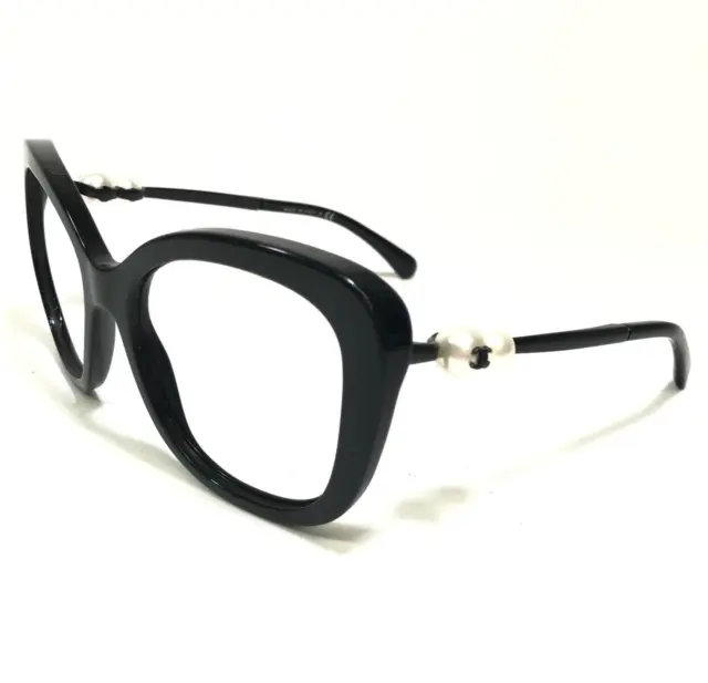 CHANEL Sunglasses Frames 3339-H c.501/S6 Black Faux Pearl Cat Eye 55-18-140