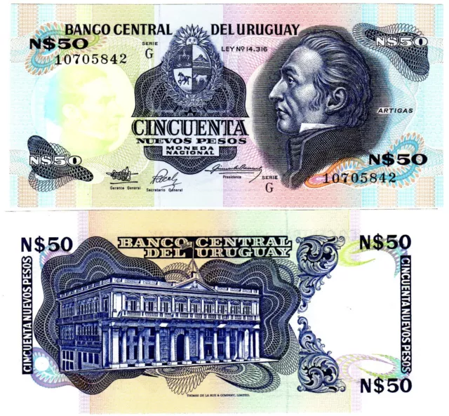 Uruguay Billet 50 Nuevos PESOS Nd ( 1989 ) P61A SERIE G UNC NEUF