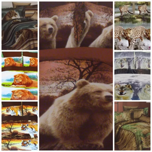 Double 3D Effect Duvet Quilt Cover Set 4 Pcs  - Design Animal