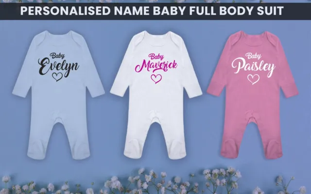 Personalised Name Baby Romper Suit Long Sleeve for Boy Girl Baby Custom Gift