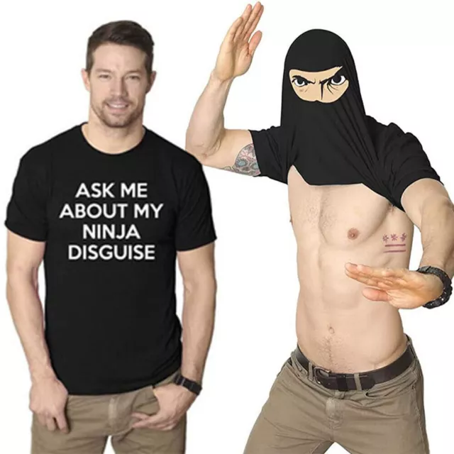 Ask Me About My Ninja Disguise Flip T-Shirt Herren Lustiges Kostüm Fun) Shirt