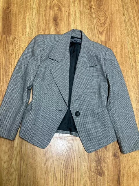 womens lined blazer size 4 petite Linda Allard Ellen Tracy wool blend