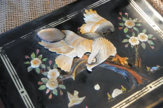 Old Japanese Lacquered Photo Album…  with Shell and Mother of Pearl...