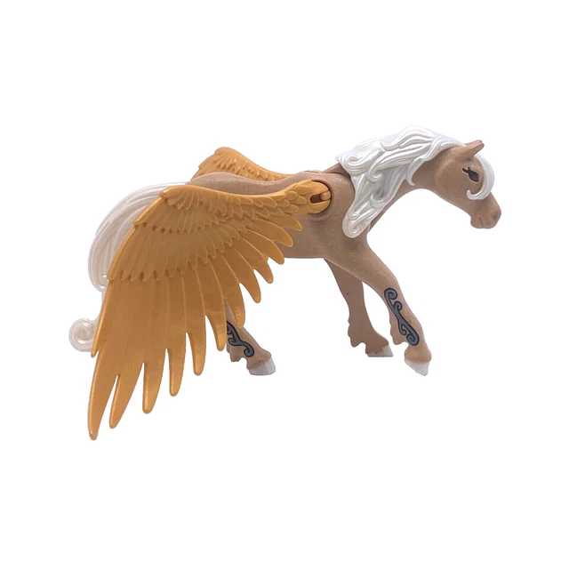 PLAYMOBIL * PAYS MAGIQUE * Cheval Pégase Ailes Jaunes Dorées 5143 5063
