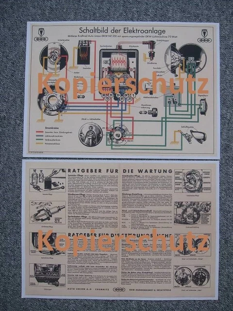 Mazo De Cables Para DKW NZ 250, NZ 350, NZ 500 - Con Esquema A Color, Repuesto Réplica