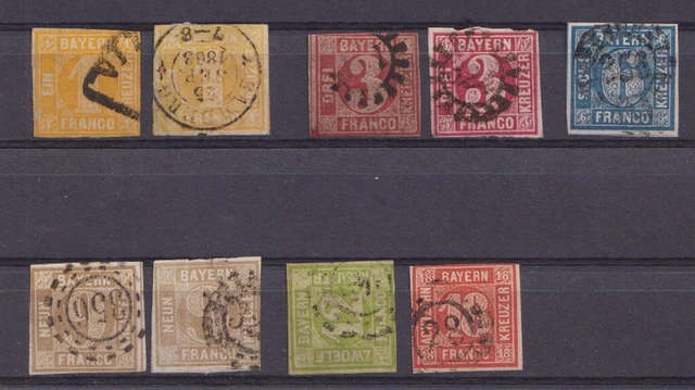 VECCHIA TEDESCA (BAVIERA) numero di Michel 8, 9, 10, 11, 12, 13 completi Set o timbrato
