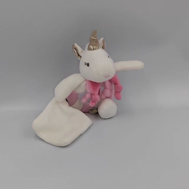 Doudou et compagnie hochet licorne rose blanche doré mouchoir - 30732