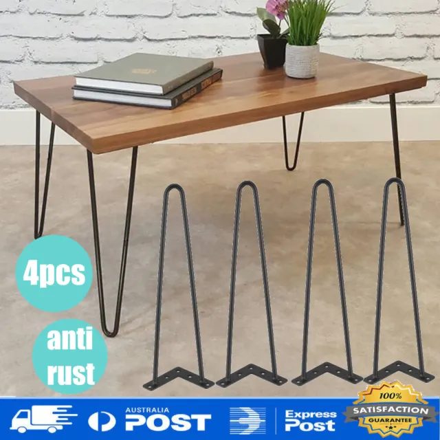 4PCS Hairpin Legs 16" Fully Welded 2 Rod Furniture Coffee Table Legs Black 10mm