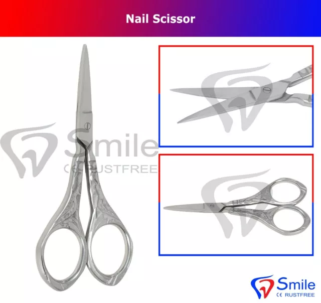 Ss Super Scharf Gerade Kante Kutikula NAIL SCISSOR - Pfeil Punkt Silber Stahl Ce