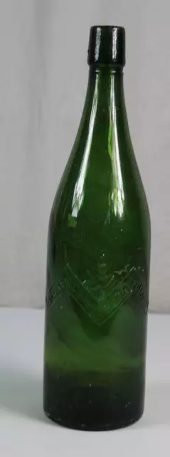 C8/ alte 1 L. Glas Bierflasche mit Relief Schriftzug - Clemens Härle Leutkirch 2