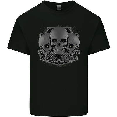 Gothic Skulls Biker Motorcycle Motorbike Mens Cotton T-Shirt Tee Top