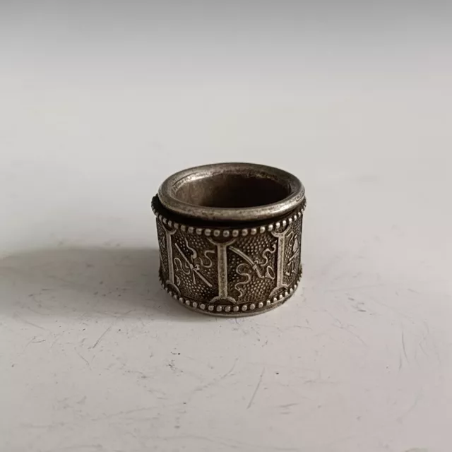 Exquisite Chinese tibet silver handcarved the Eight Immortals Ring