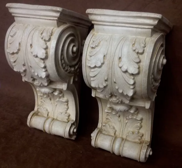 Pair Shelf Acanthus leaf Wall Corbel Sconce Bracket Architectural Accent