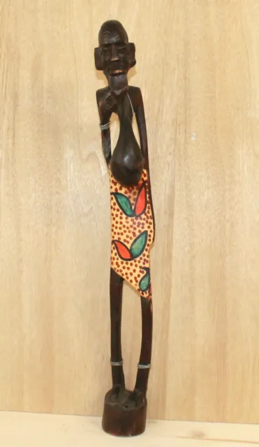 Vintage African hand carving wood man statuette