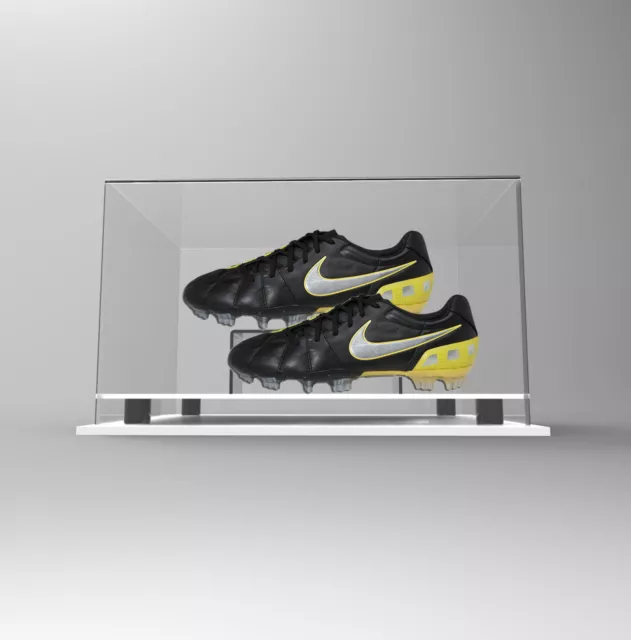 Double Boot Shoe Display Case Acrylic Perspex - Premium WHITE Autographed Signed