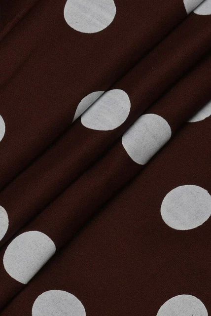 Indien Marron Coton Course Artisanat de Couture à Pois Femmes Tissu 4.6m Tissu