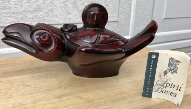 RAVEN Spirit Box - Jewelry Trinket Box - BOMA - Canada - Signed -Rosewood patina