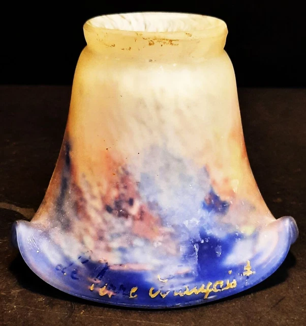 Lustre Ancienne Tulipe Art Nouveau En Pate De Verre Signee Le Verre Francais