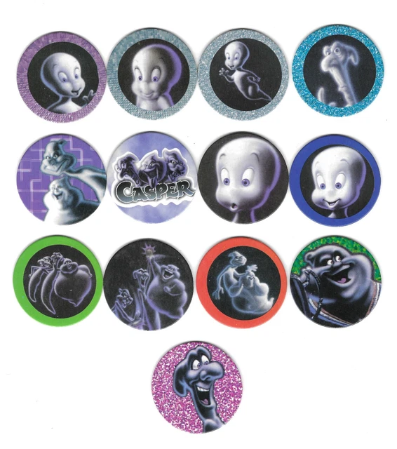 Lot De Pogs Casper 1995, Du N°2 Au N°19, Versions Classique Et Fluo