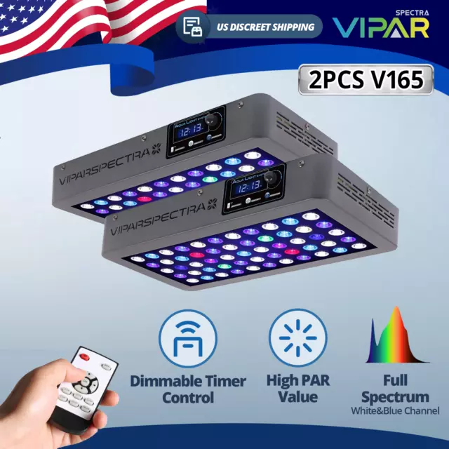 VIPARSPECTRA Timer Control 2pcs165W LED Aquarium Light For Coral Reef Fish Tank