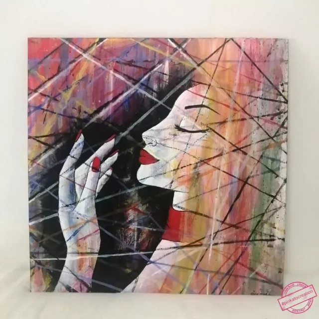 QUADRI ASTRATTI MODERNI dipinti mano olio e acrilico su tela 30x30cm Red  Passion EUR 55,00 - PicClick IT