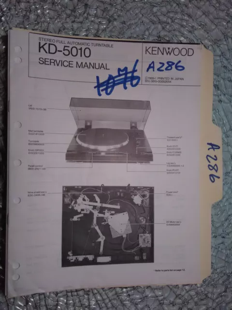 Kenwood kd-5010 service manual original repair book stereo turntable player
