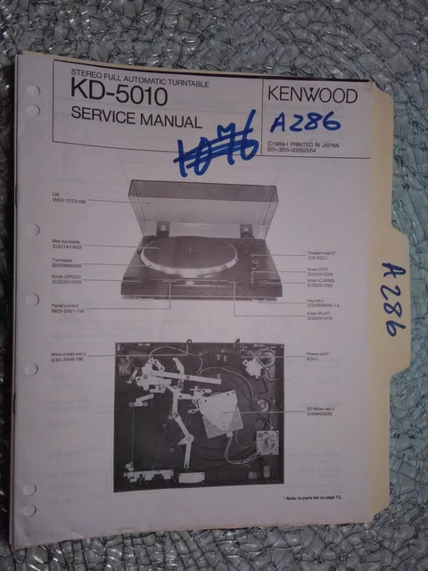 KENWOOD KD 47F SERVICE Manual Original Repair Book Stereo Turntable 