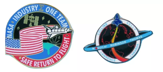 NASA official PIN PAIR vtg STS-114 Space Shuttle DISCOVERY Return to FLIGHT