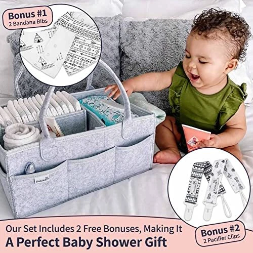 Baby Diaper Caddy Organizer: Portable Holder Bag for Changing Table and Car, ... 3