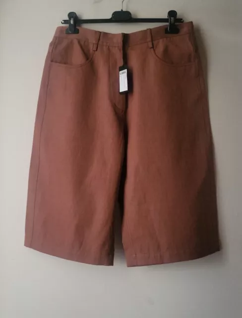 Bnwt Joseph Vine Rami Cotton Twill Wide Bermuda Oversized Shorts Sz 10-12