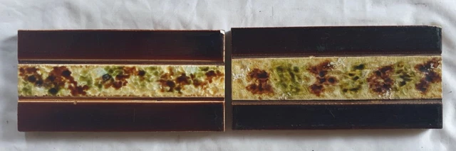 A Pair Of  Antique (6 X 3) Inch Border Tiles, Circa 19Th Century